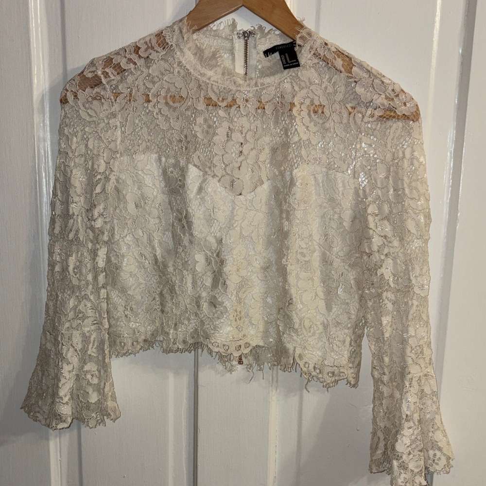 5 for $25! Forever 21 Elegant Lace Cream Top